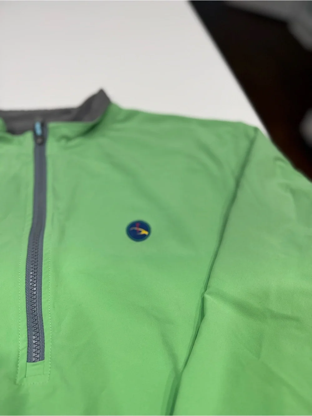 Peter Millar Element 4 Wind 1/4 Zip Mock Neck Pullover Green/Gray XL